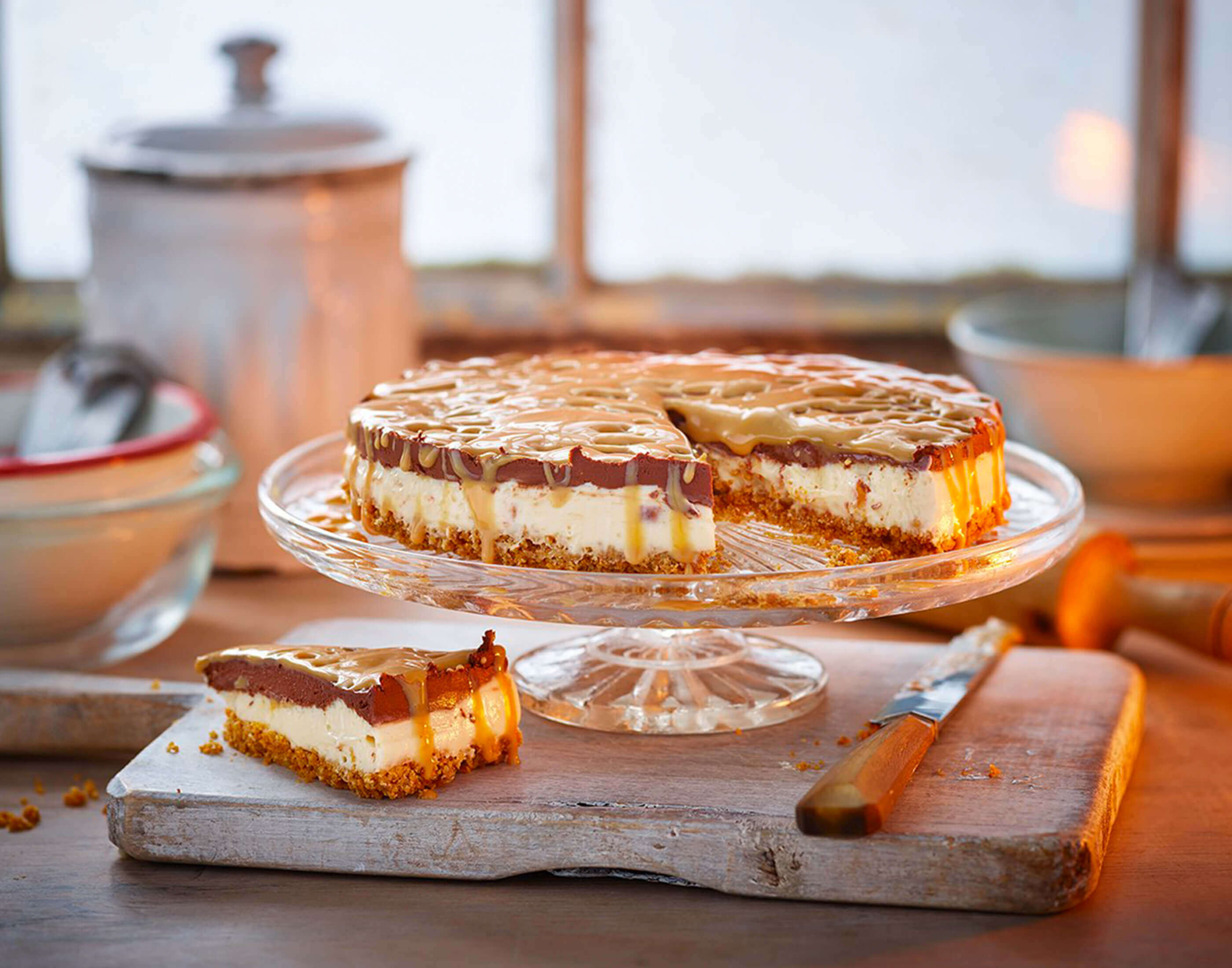Frozen Peanut Millionaire's cheesecake