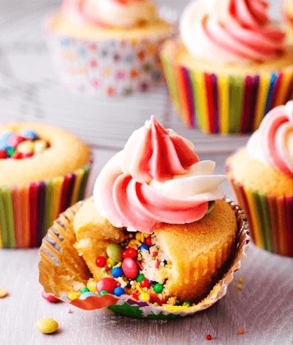Surprise Rainbow Pinata Cupcakes 