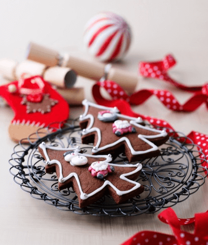 Chocolate Gingerbread Christmas Tree Biscuits