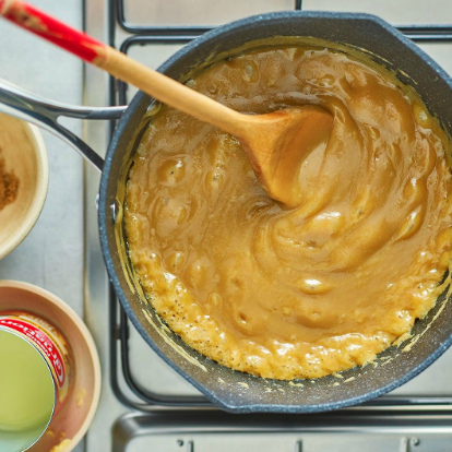 Caramel bubbling on the stove