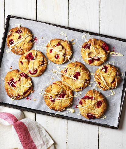 Raspberry and White Chocolate Chunk Cookies