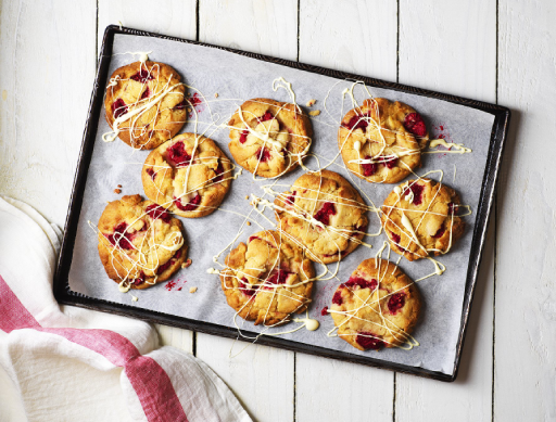 Raspberry and White Chocolate Chunk Cookies