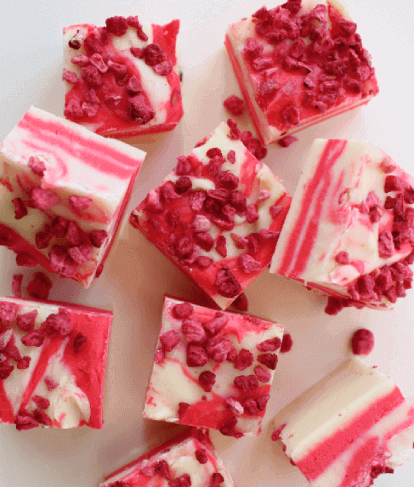 Raspberry and White Chocolate Fudge 