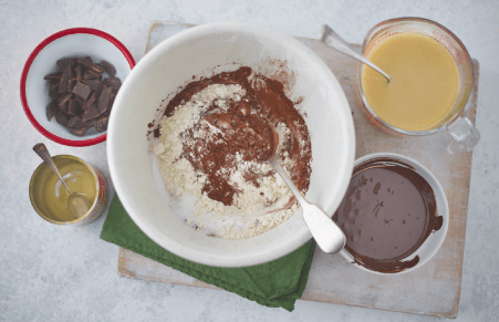 Vegan Chocolate Brownies dry mix in a bowl