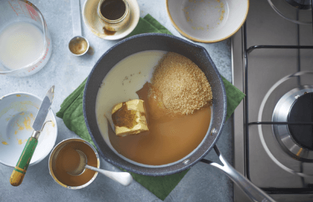 Vegan Fudge recipe step 1 placing all the ingredients in a saucepan