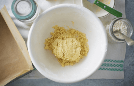 vegan shortbread dough in a bowl