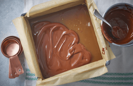 Vegan Salted Caramel Millionaire's Shortbread in a tin