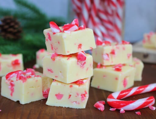 Peppermint Candy Cane White Chocolate Fudge