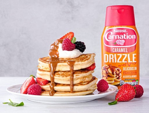 Carnation Caramel Drizzle Pancakes