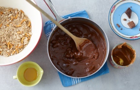 melted chocolate in a saucepan