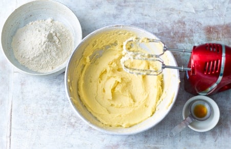 butter being creamed to make biscuits