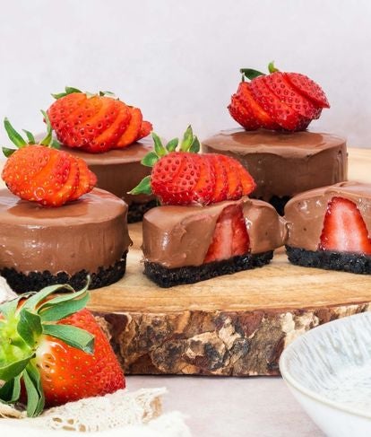 Chocolate Strawberry Mini Cheesecakes