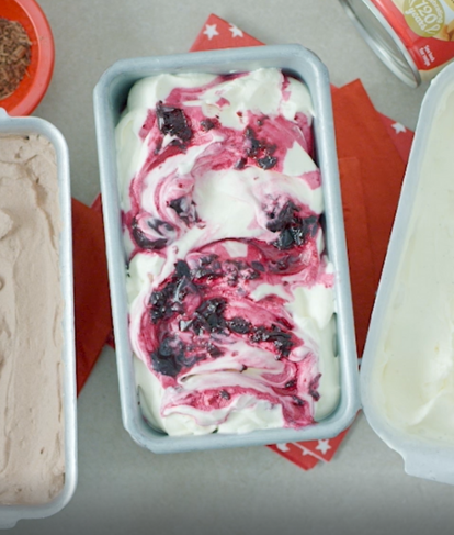 No Churn Cherry Ripple Ice Cream