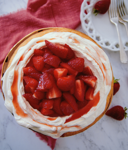 Strawberries and cream cake