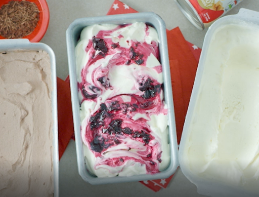 No Churn Cherry Ripple Ice Cream