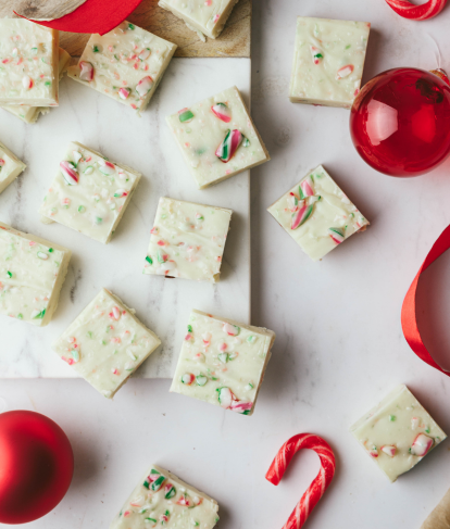 Peppermint Candy Cane White Chocolate Fudge