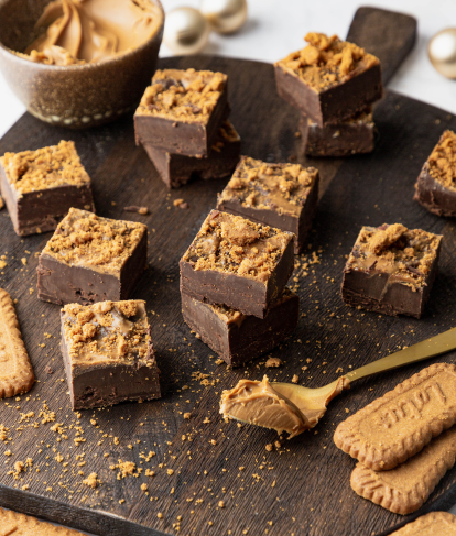 Dark chocolate biscoff fudge 