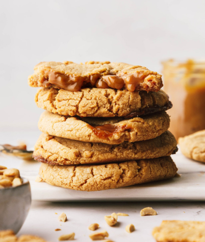 Caramel Stuffed Peanut Butter Cookies