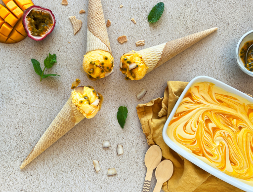 No Churn Mango Swirl Ice Cream