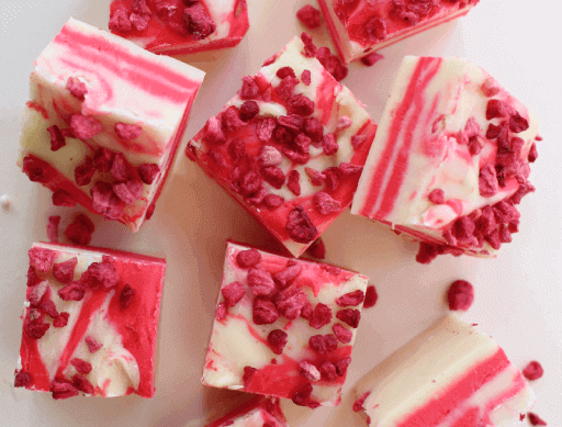 Raspberry and White Chocolate Fudge