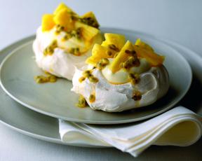 Pineapple and Passionfruit Meringues with Lemon Cream