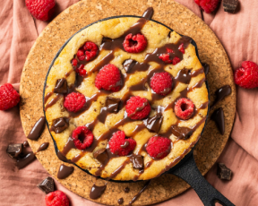 Dark Chocolate Raspberry Skillet Cookie