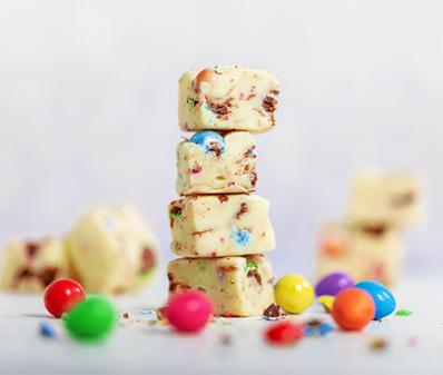 White Chocolate Easter Egg Fudge Stacked